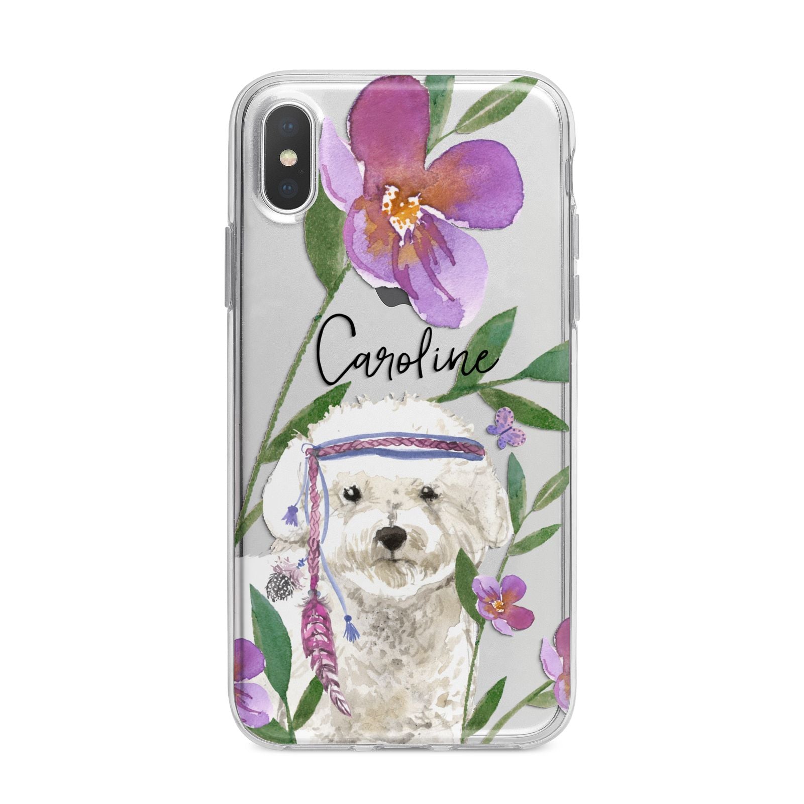 Personalised Bichon Frise iPhone X Bumper Case on Silver iPhone Alternative Image 1