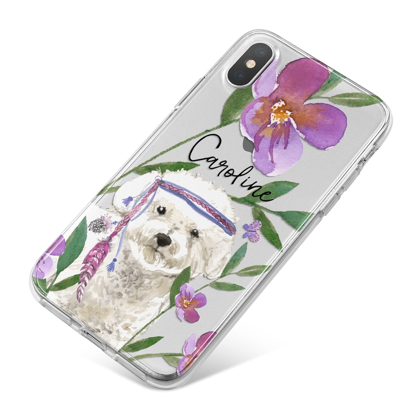 Personalised Bichon Frise iPhone X Bumper Case on Silver iPhone