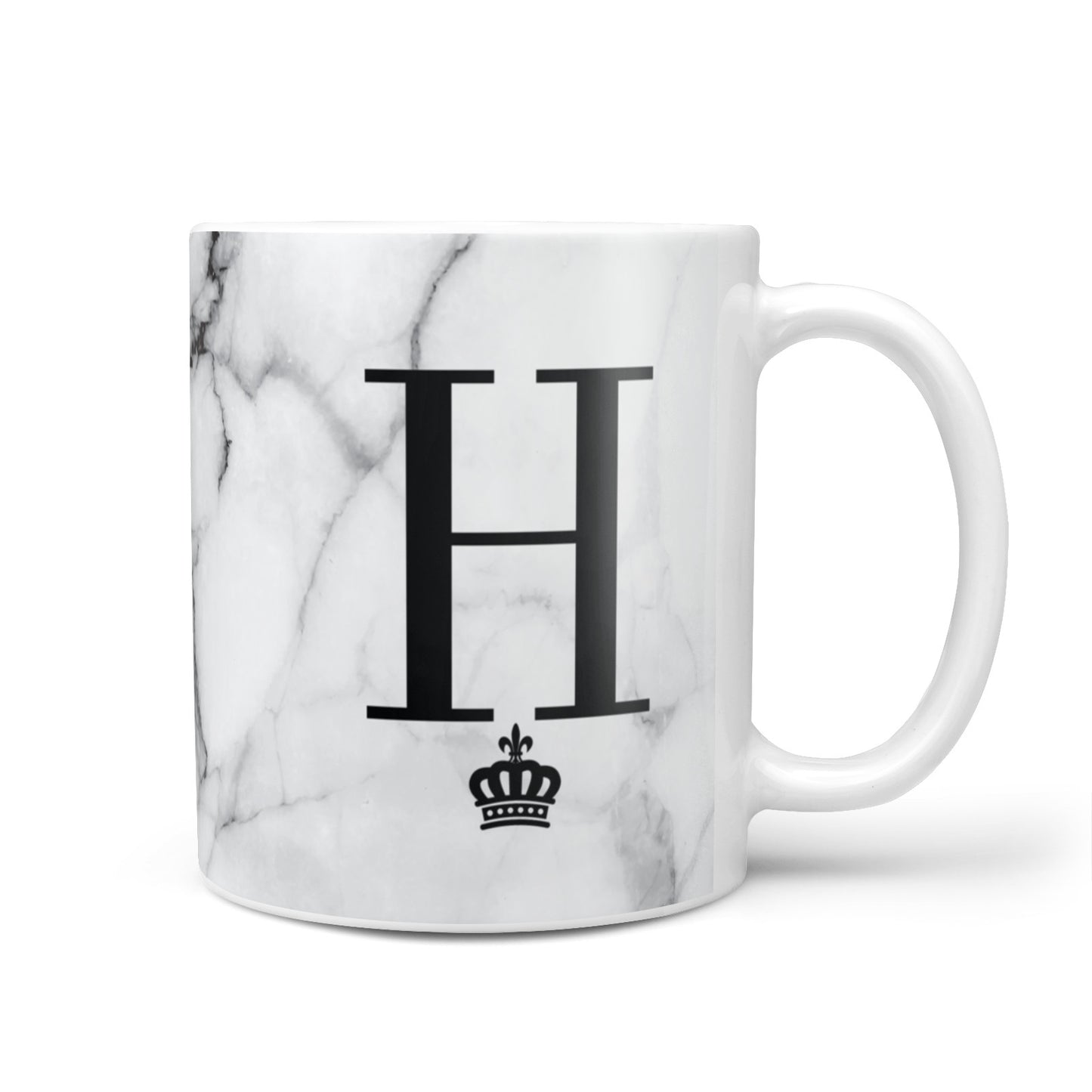 Personalised Big Initials Crown Marble 10oz Mug