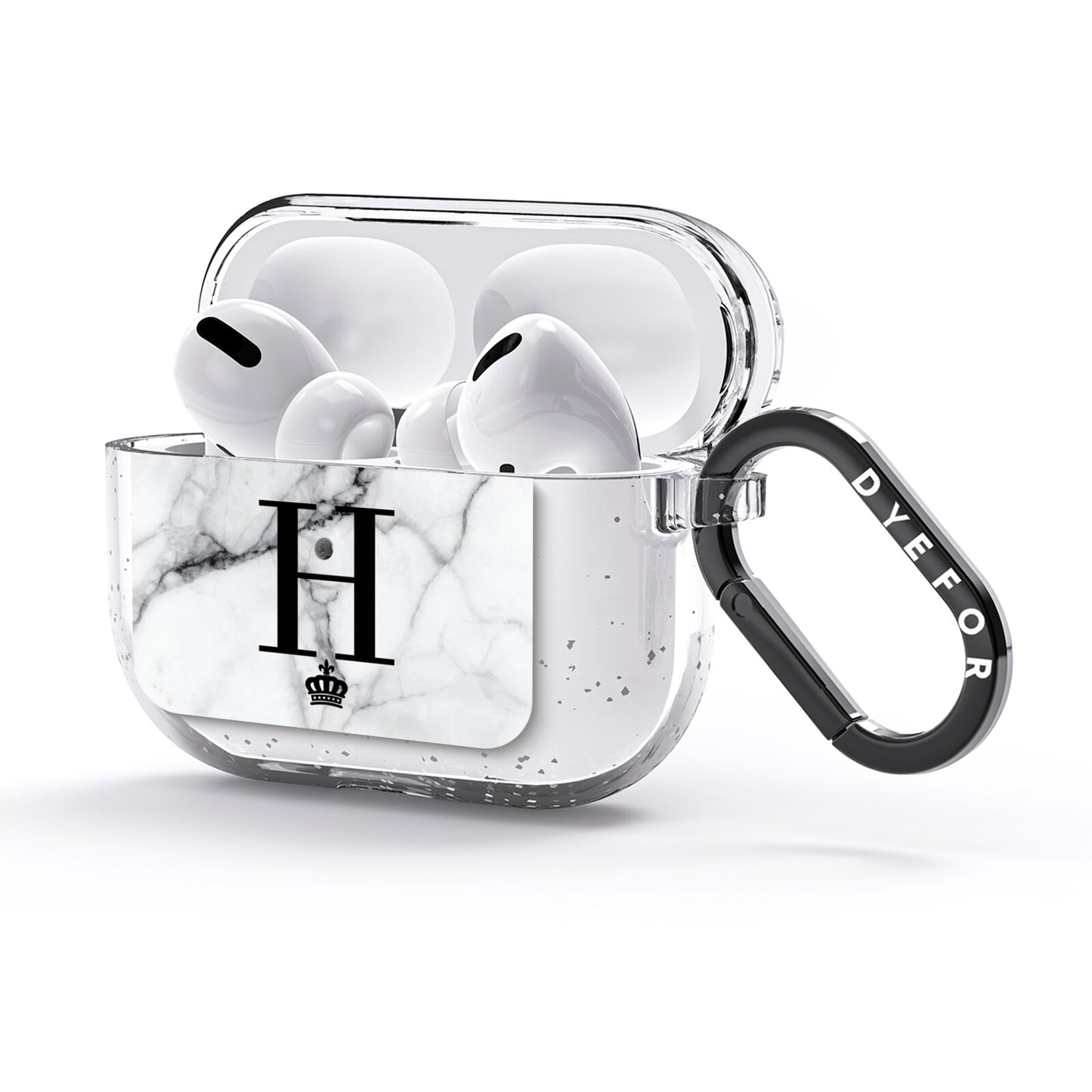 Personalised Big Initials Crown Marble AirPods Glitter Case 3rd Gen Side Image