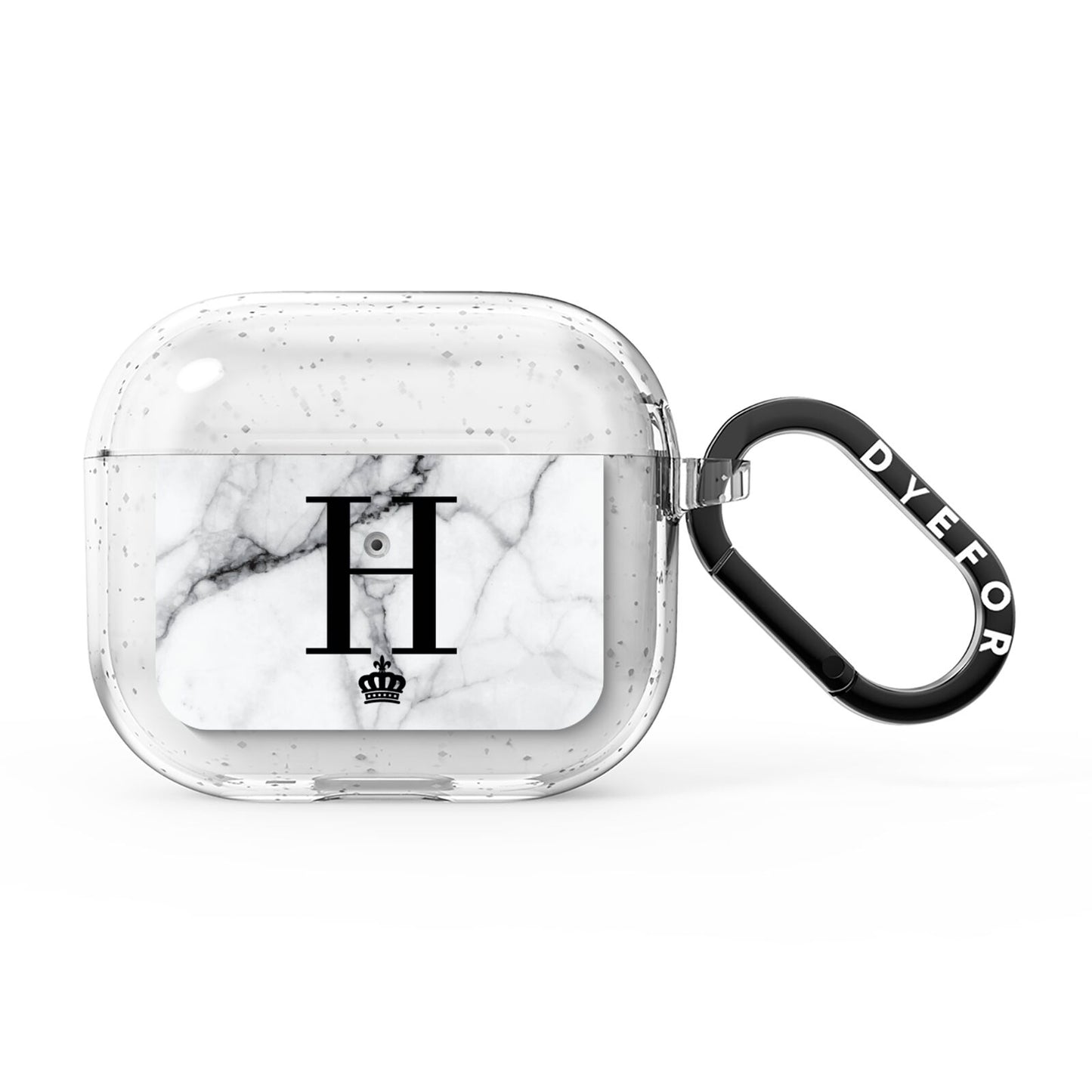 Personalised Big Initials Crown Marble AirPods Glitter Case 3rd Gen