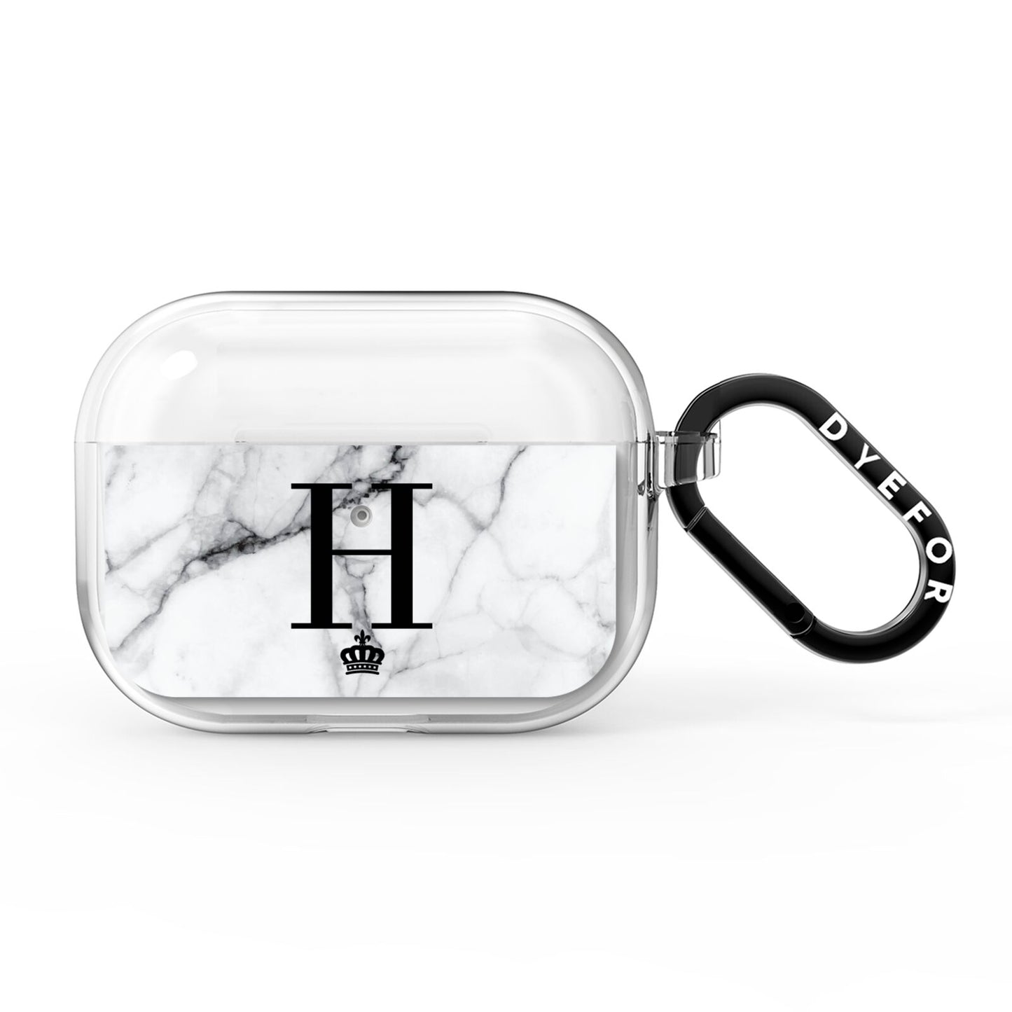 Personalised Big Initials Crown Marble AirPods Pro Clear Case