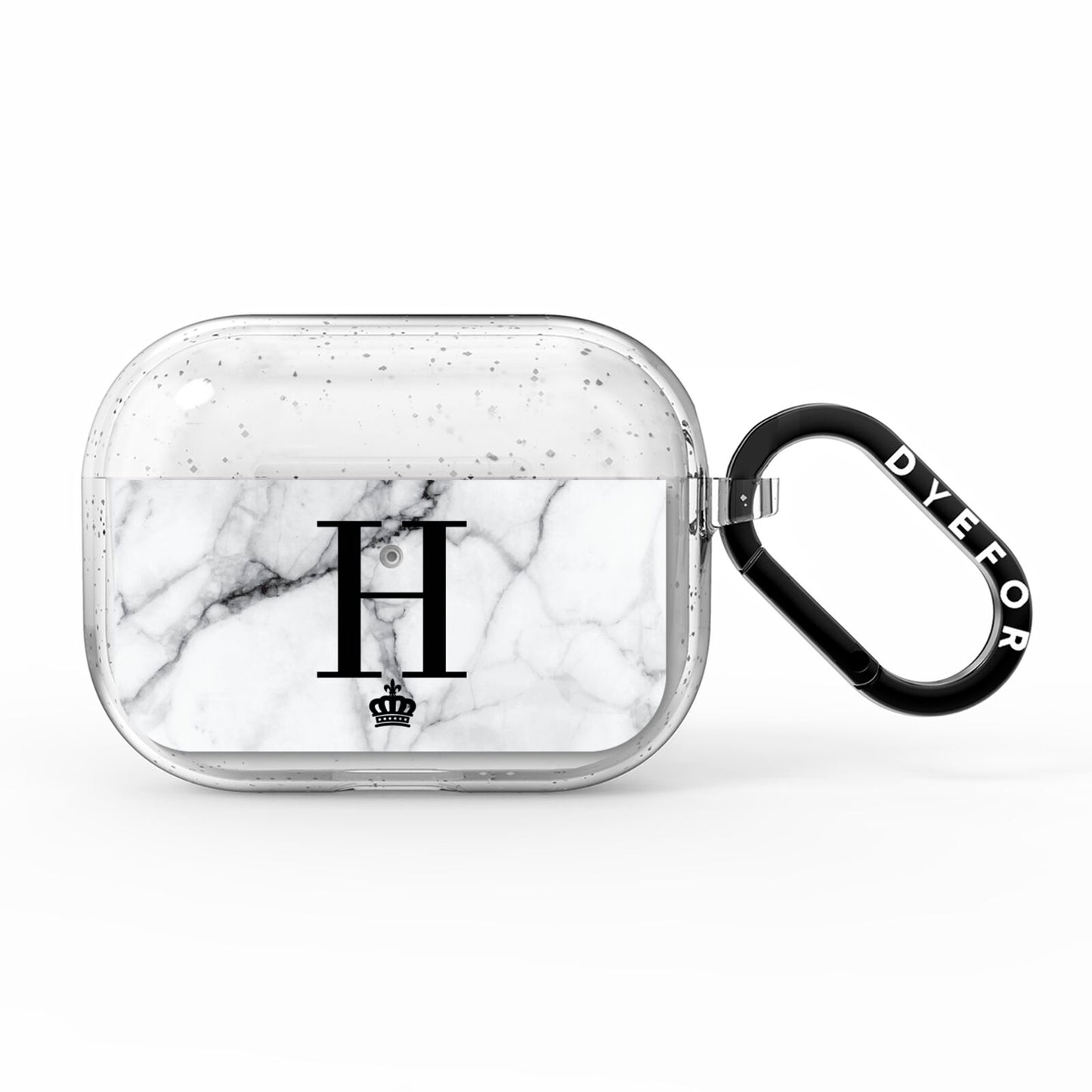 Personalised Big Initials Crown Marble AirPods Pro Glitter Case