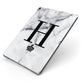 Personalised Big Initials Crown Marble Apple iPad Case on Grey iPad Side View