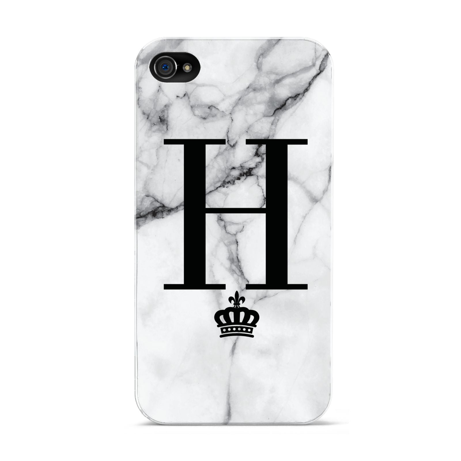 Personalised Big Initials Crown Marble Apple iPhone 4s Case