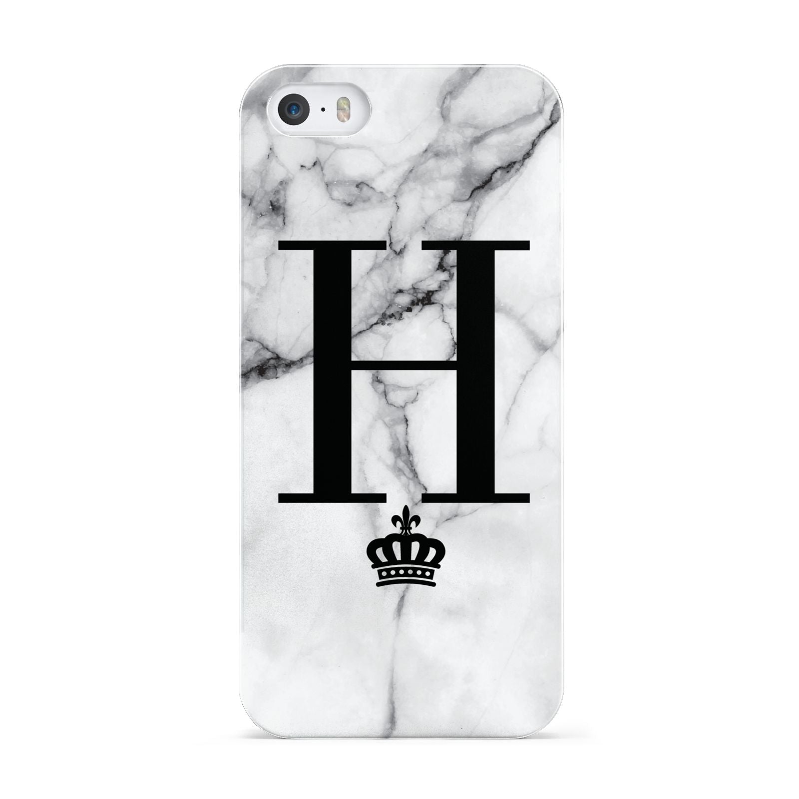 Personalised Big Initials Crown Marble Apple iPhone 5 Case