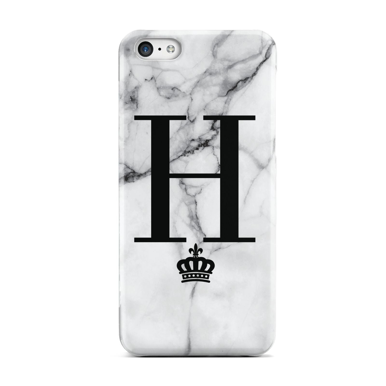 Personalised Big Initials Crown Marble Apple iPhone 5c Case