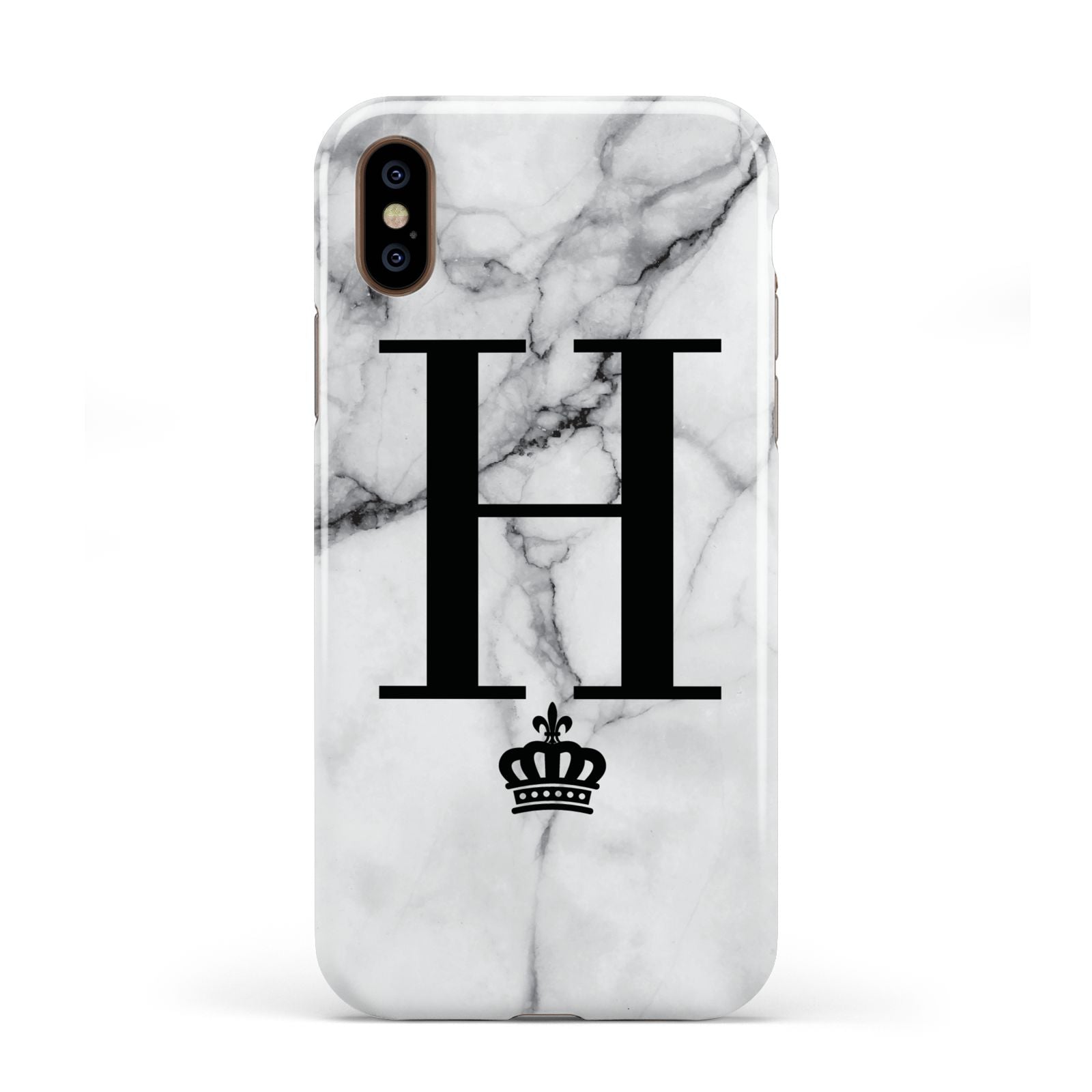 Personalised Big Initials Crown Marble Apple iPhone XS 3D Tough