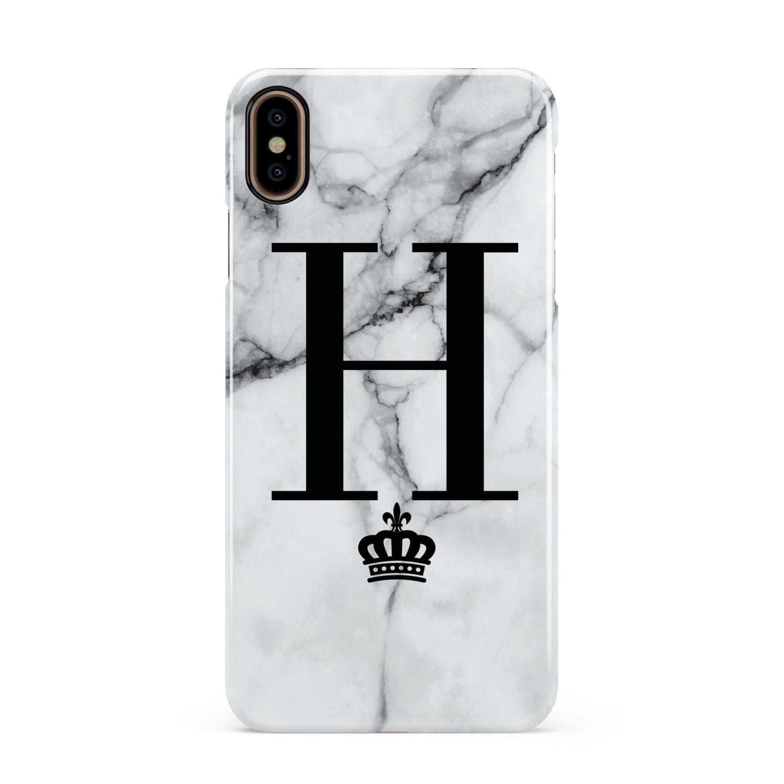 Personalised Big Initials Crown Marble Apple iPhone Xs Max 3D Snap Case