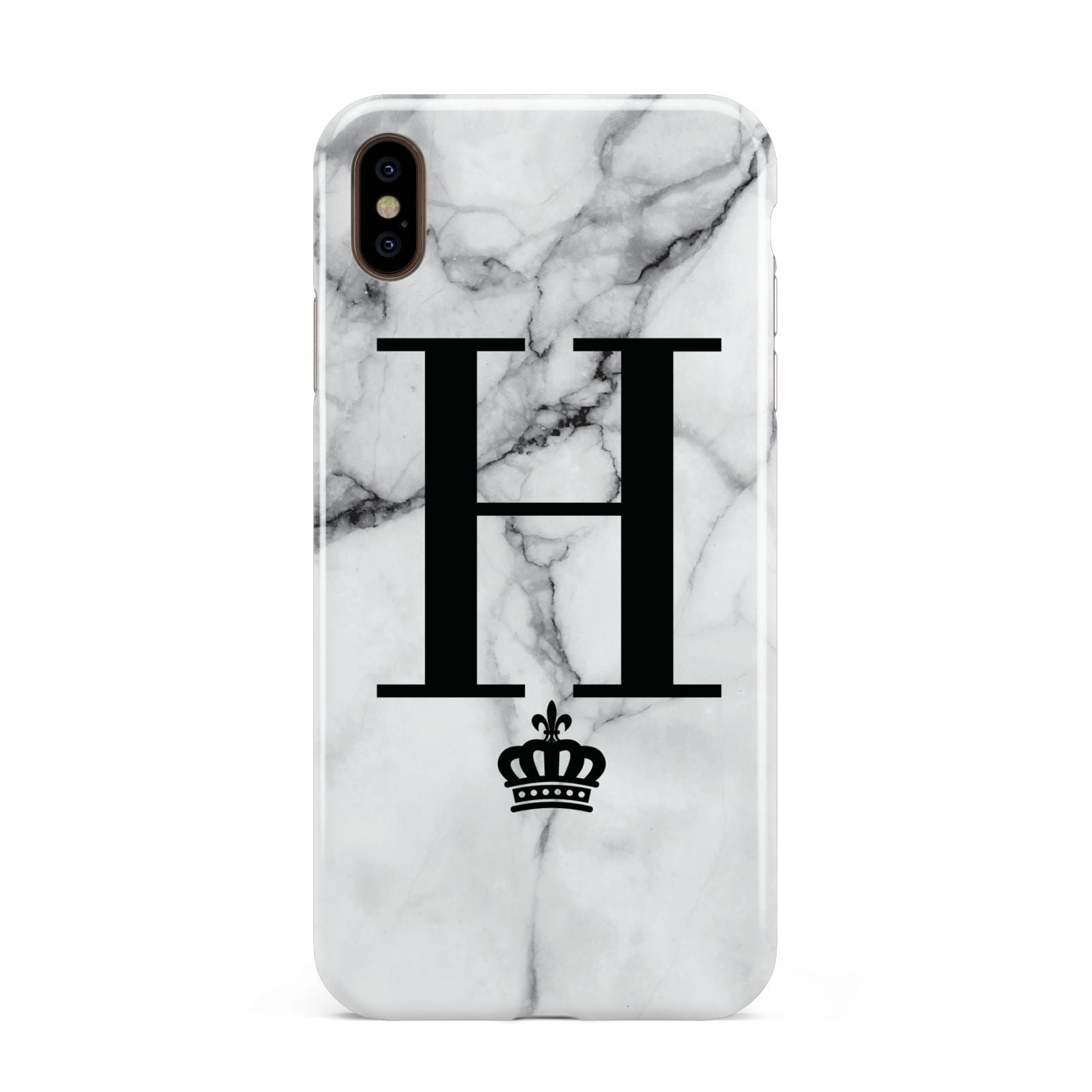 Personalised Big Initials Crown Marble Apple iPhone Xs Max 3D Tough Case