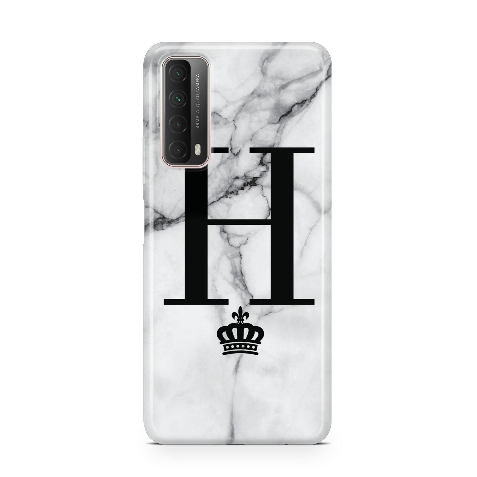 Personalised Big Initials Crown Marble Huawei P Smart 2021