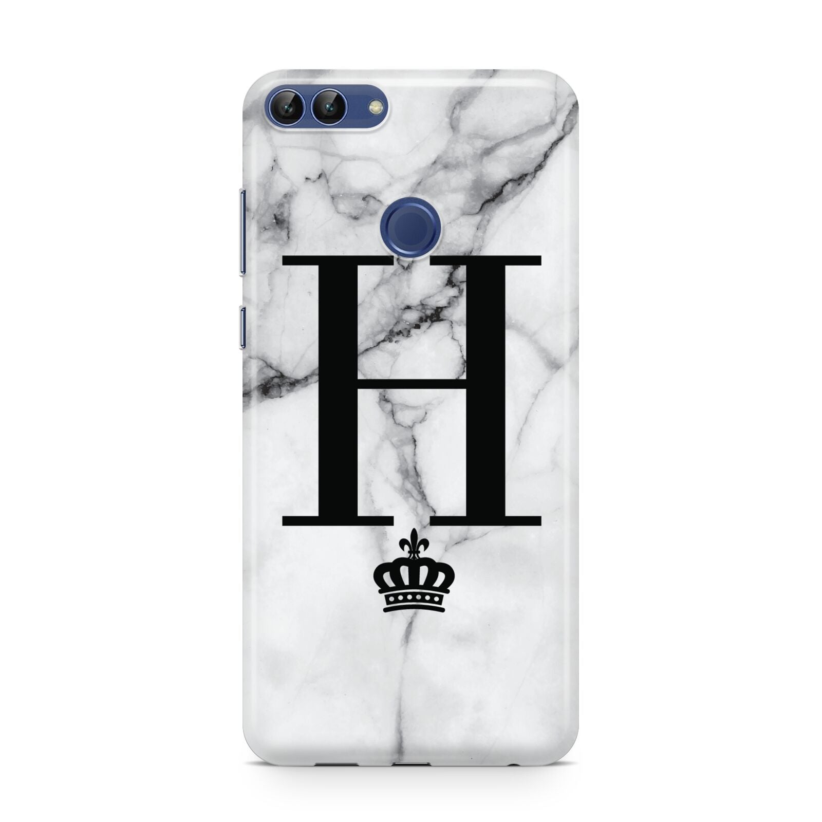 Personalised Big Initials Crown Marble Huawei P Smart Case