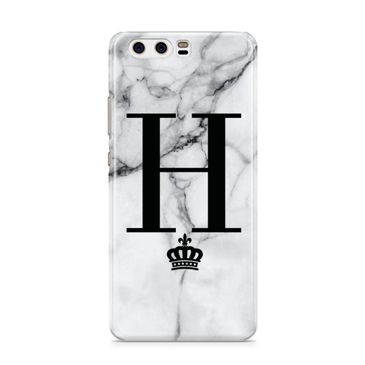 Personalised Big Initials Crown Marble Huawei P10 Phone Case