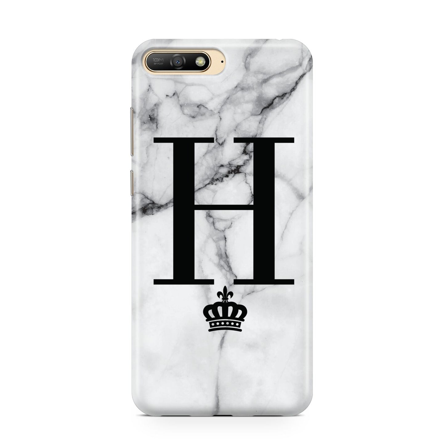 Personalised Big Initials Crown Marble Huawei Y6 2018