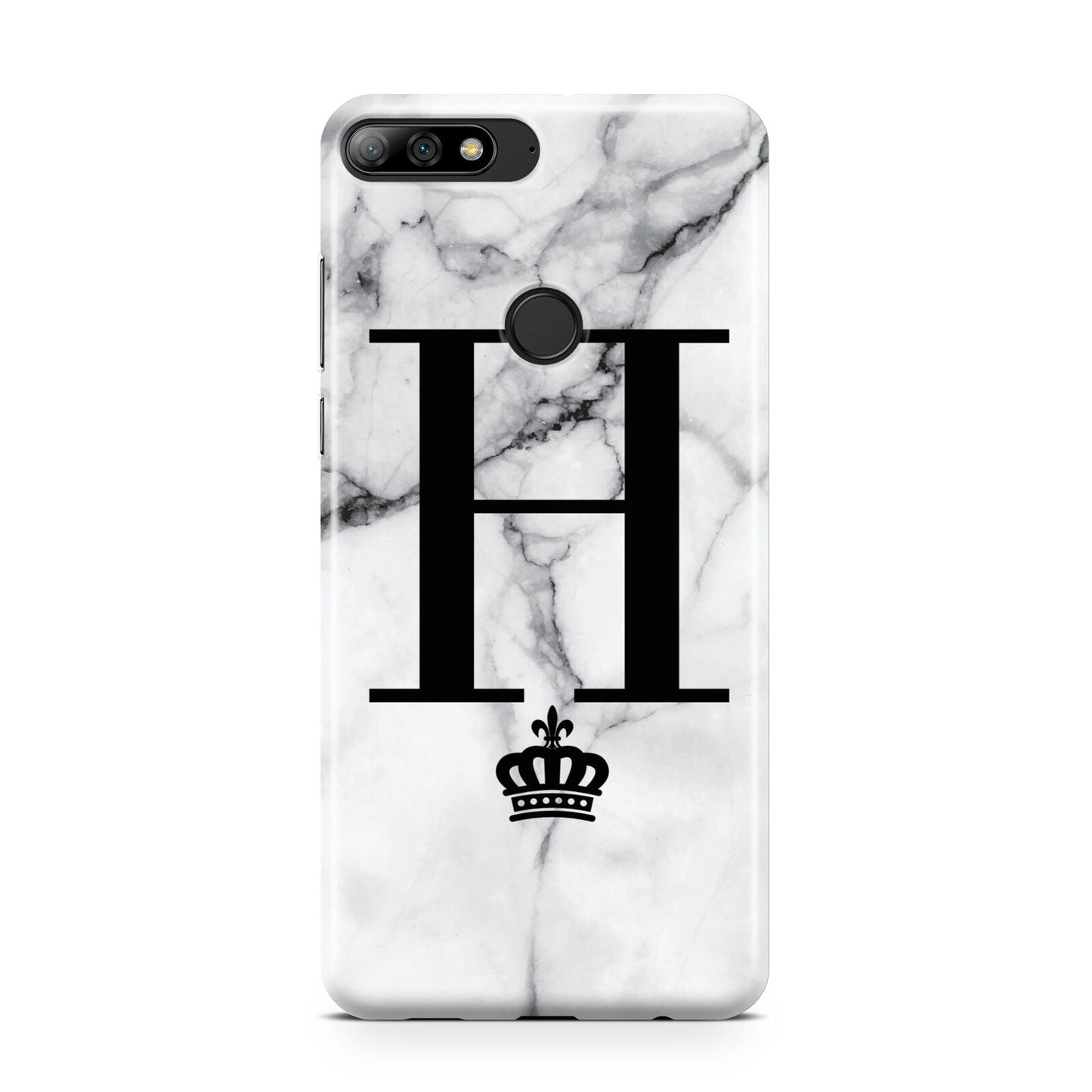 Personalised Big Initials Crown Marble Huawei Y7 2018