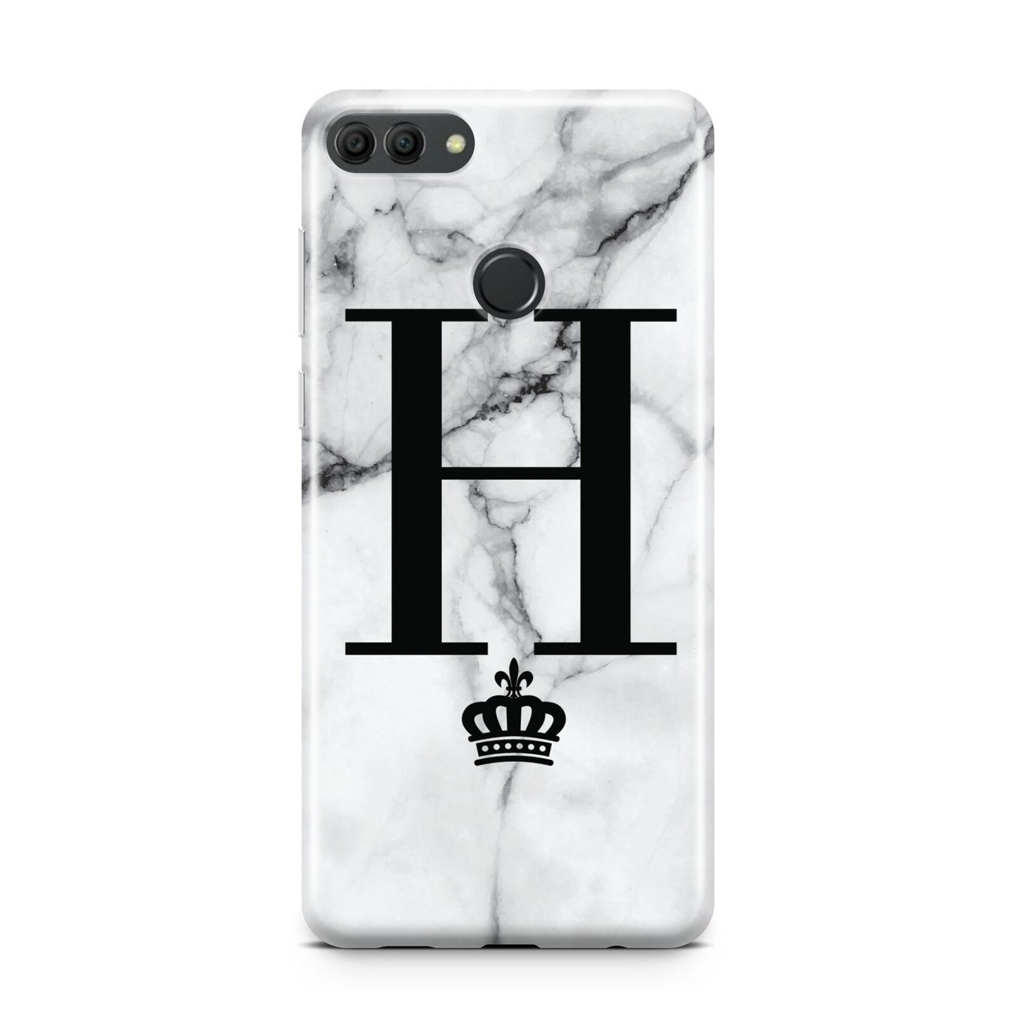 Personalised Big Initials Crown Marble Huawei Y9 2018