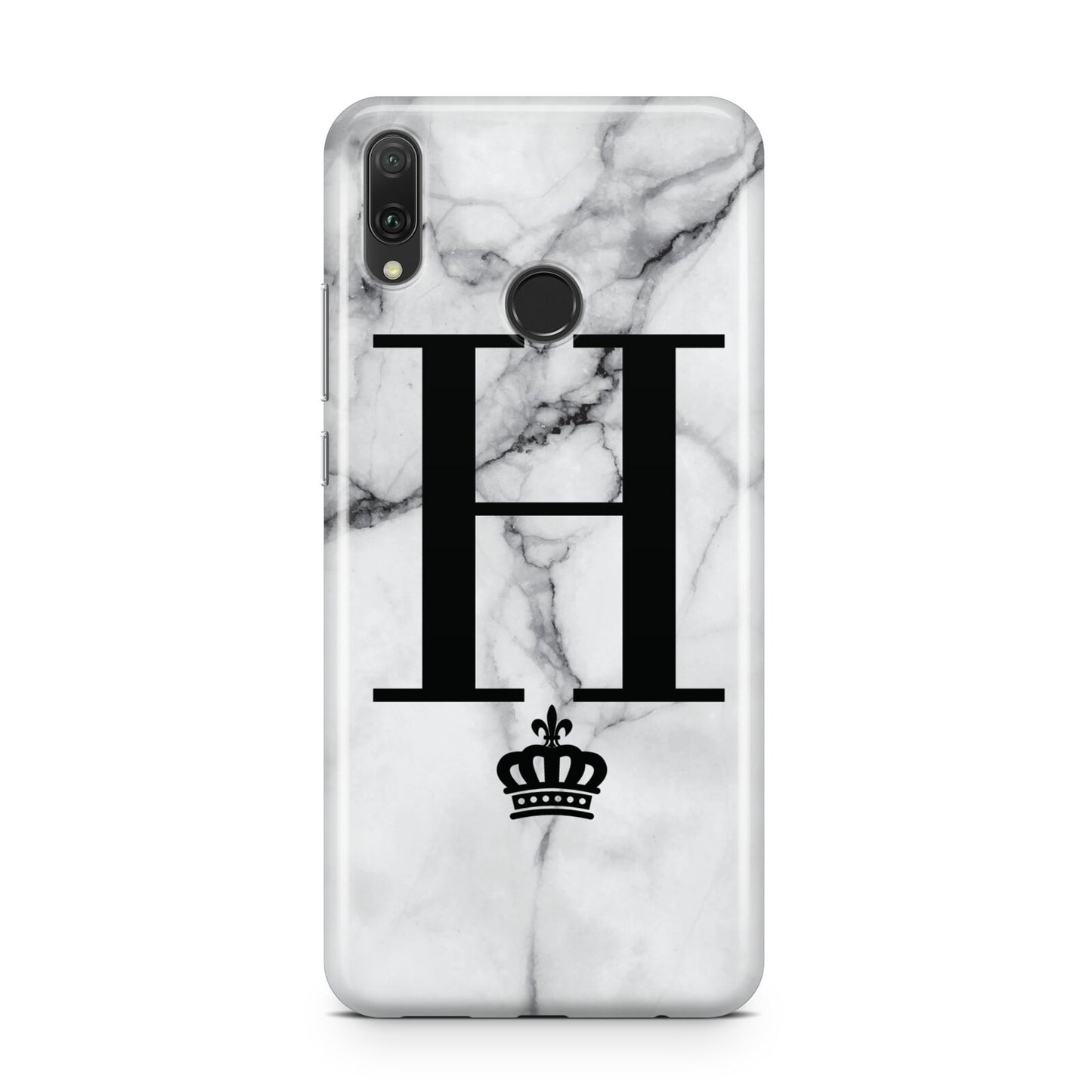 Personalised Big Initials Crown Marble Huawei Y9 2019
