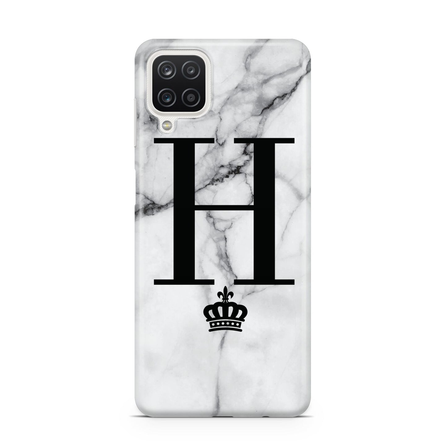Personalised Big Initials Crown Marble Samsung A12 Case