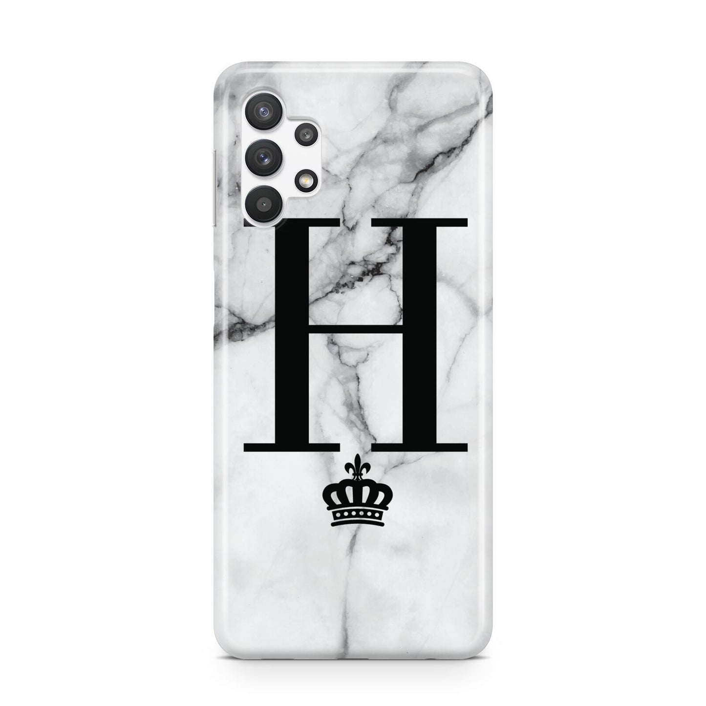 Personalised Big Initials Crown Marble Samsung A32 5G Case