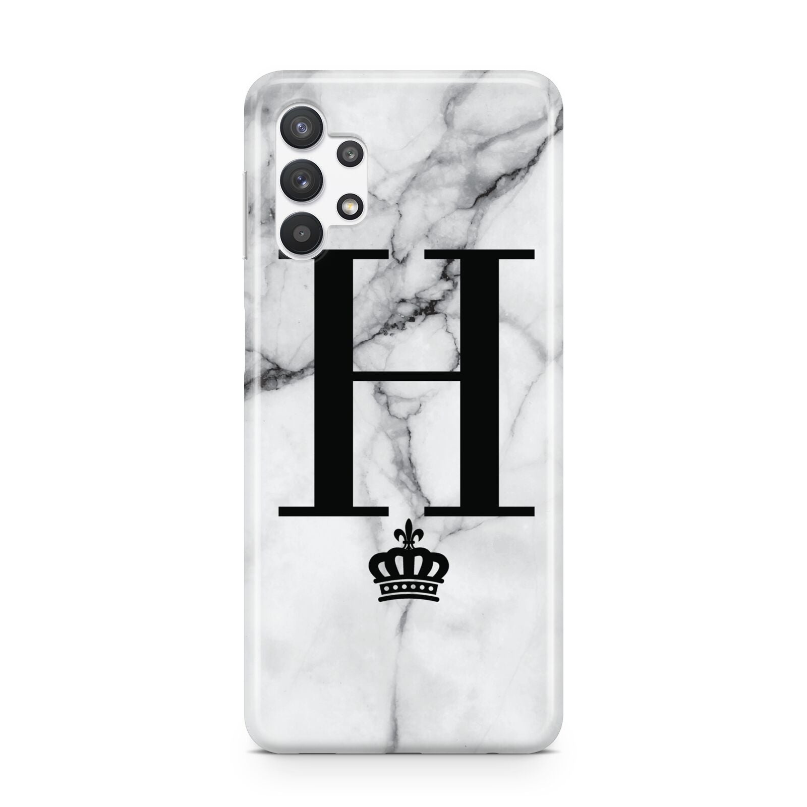 Personalised Big Initials Crown Marble Samsung A32 5G Case