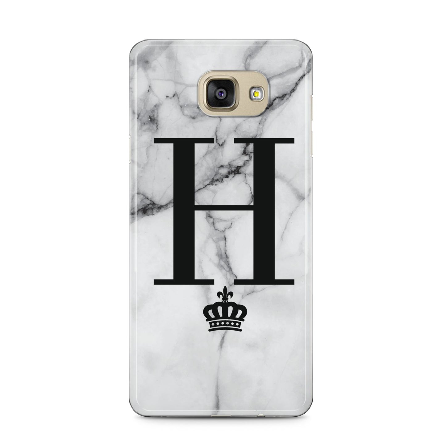 Personalised Big Initials Crown Marble Samsung Galaxy A5 2016 Case on gold phone