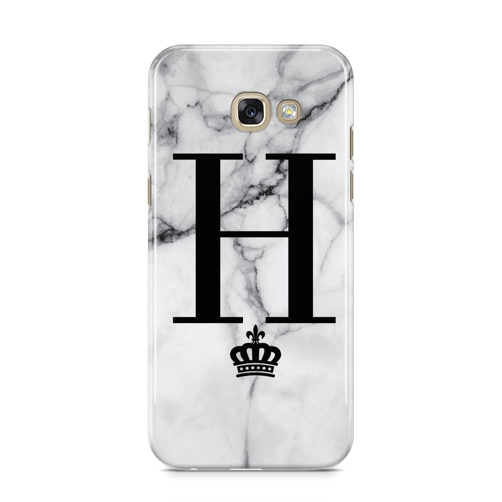 Personalised Big Initials Crown Marble Samsung Galaxy A5 2017 Case on gold phone