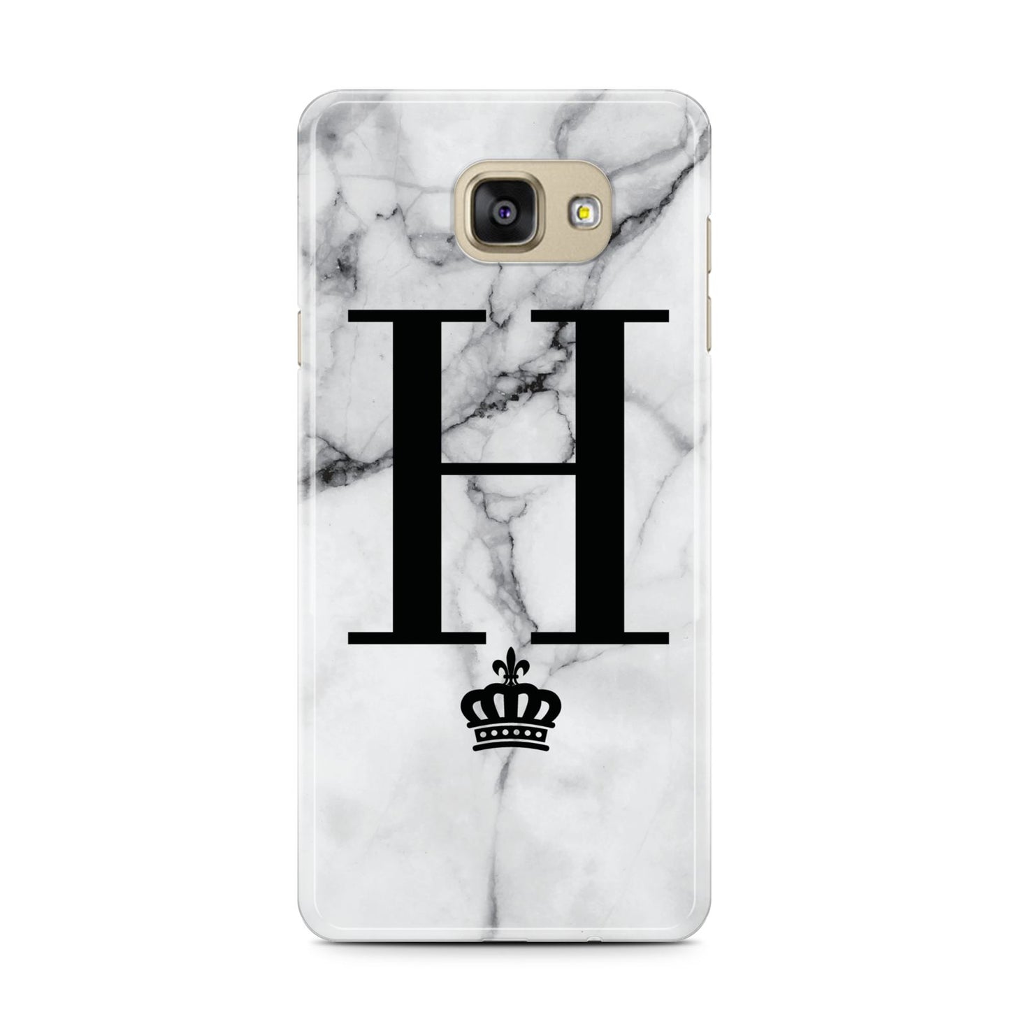 Personalised Big Initials Crown Marble Samsung Galaxy A7 2016 Case on gold phone