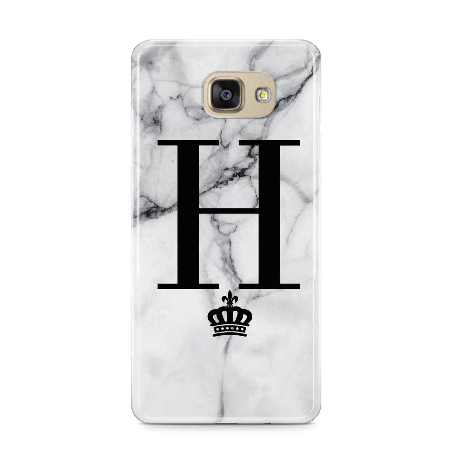 Personalised Big Initials Crown Marble Samsung Galaxy A9 2016 Case on gold phone