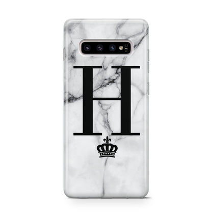 Personalised Big Initials Crown Marble Samsung Galaxy S10 Case