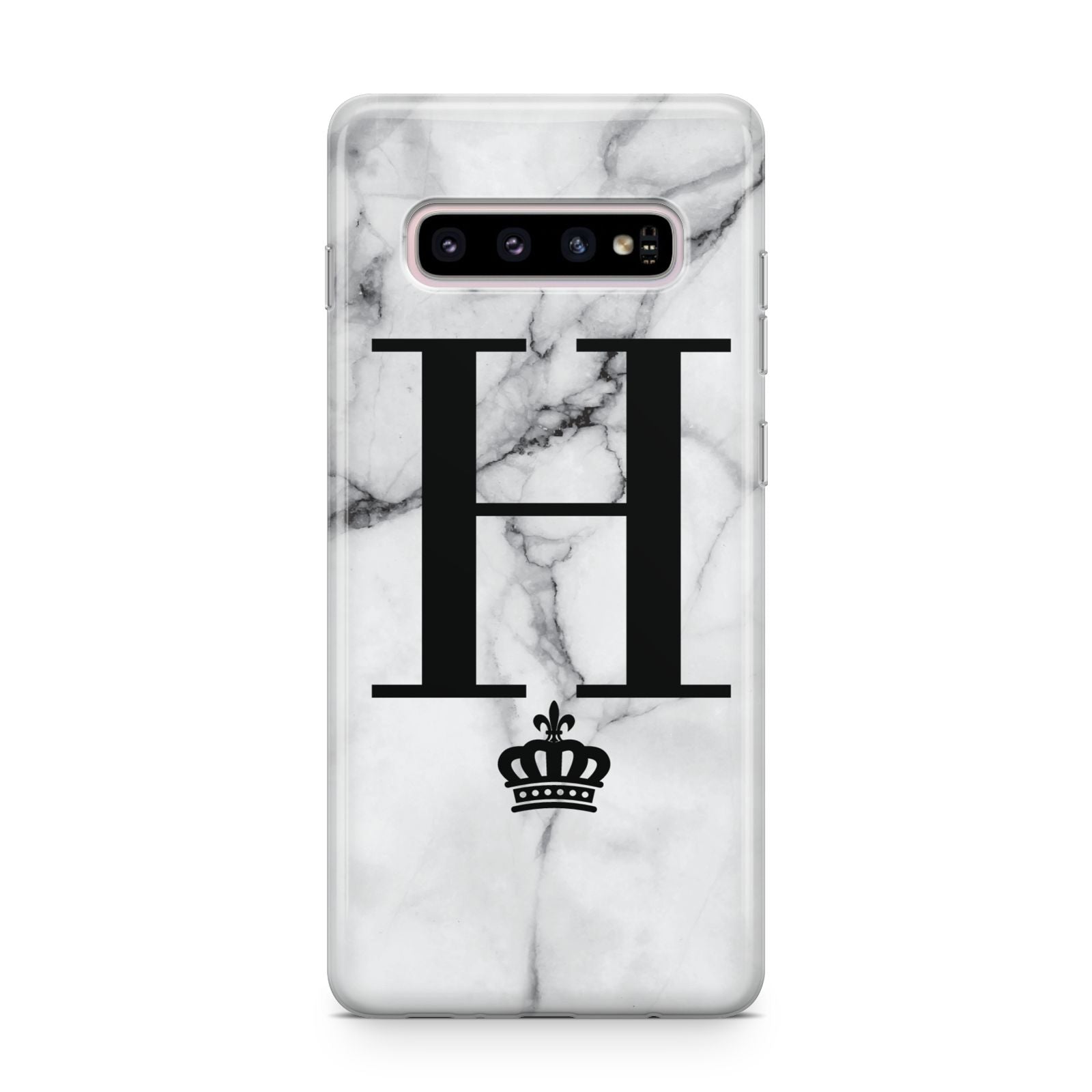 Personalised Big Initials Crown Marble Samsung Galaxy S10 Plus Case