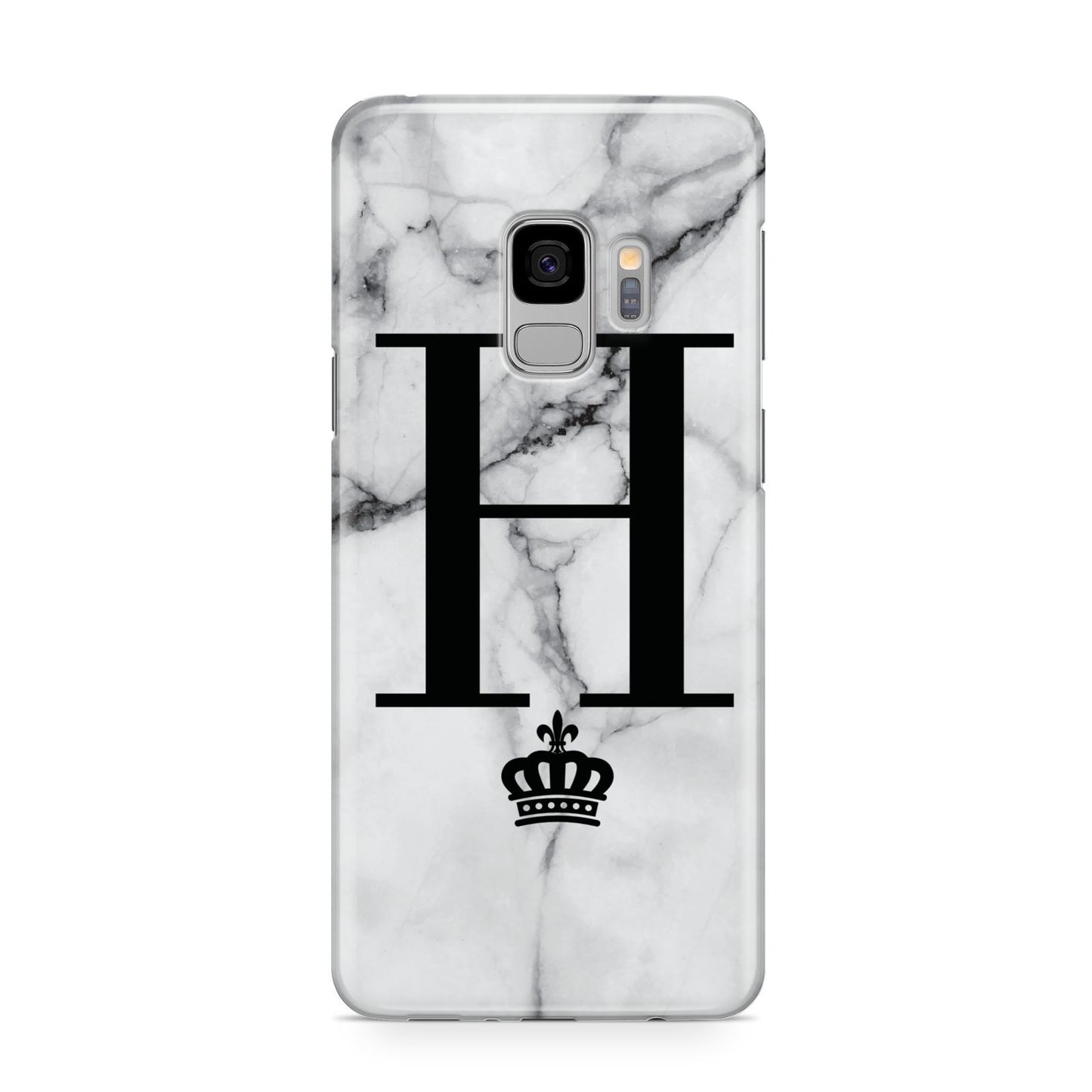 Personalised Big Initials Crown Marble Samsung Galaxy S9 Case