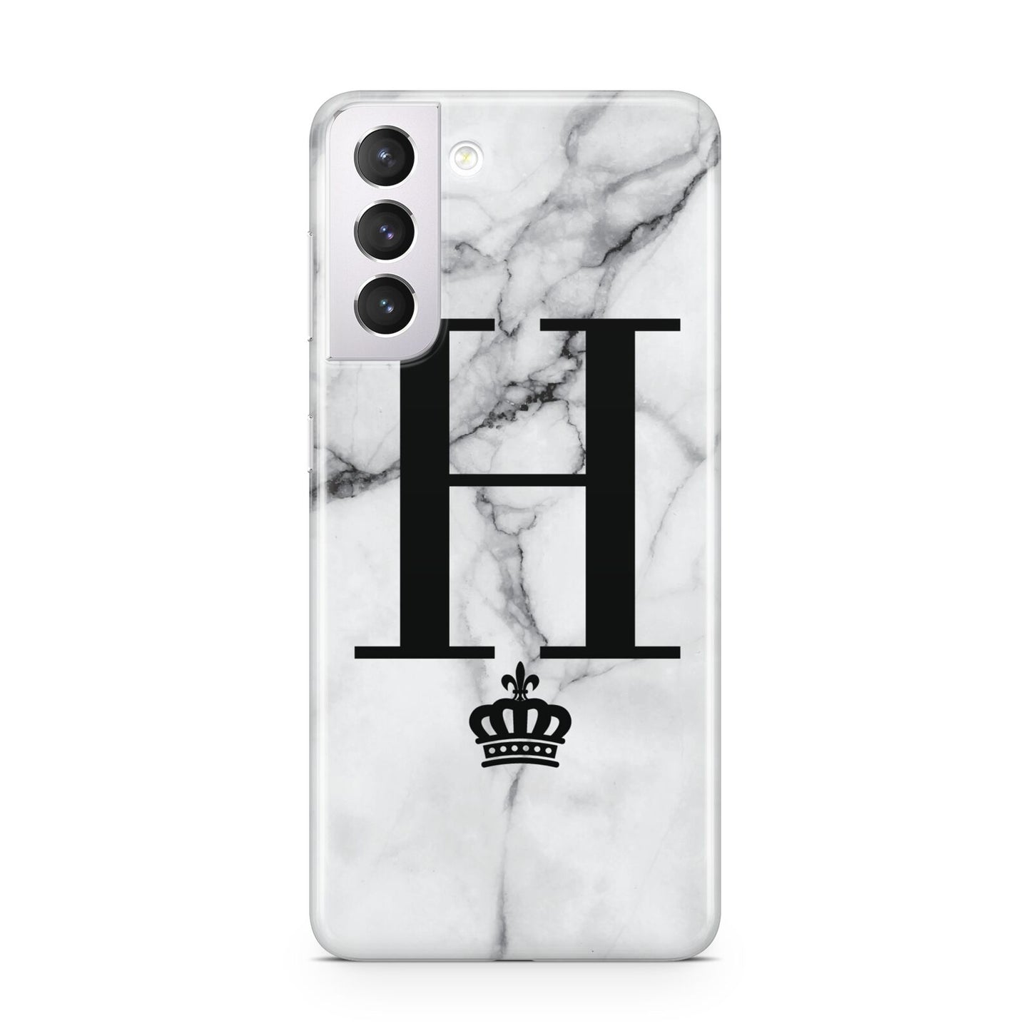 Personalised Big Initials Crown Marble Samsung S21 Case