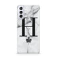 Personalised Big Initials Crown Marble Samsung S21 Plus Case