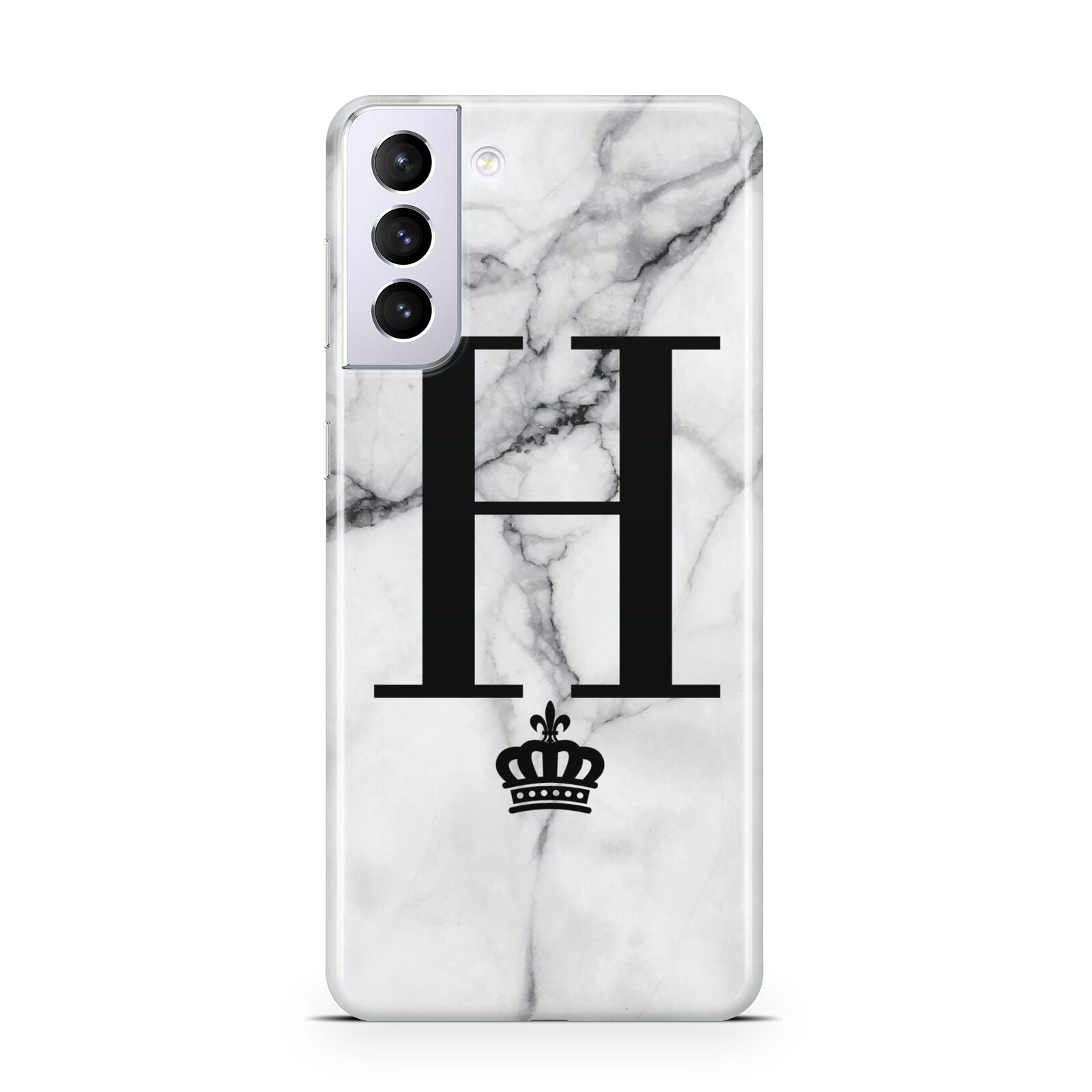 Personalised Big Initials Crown Marble Samsung S21 Plus Case