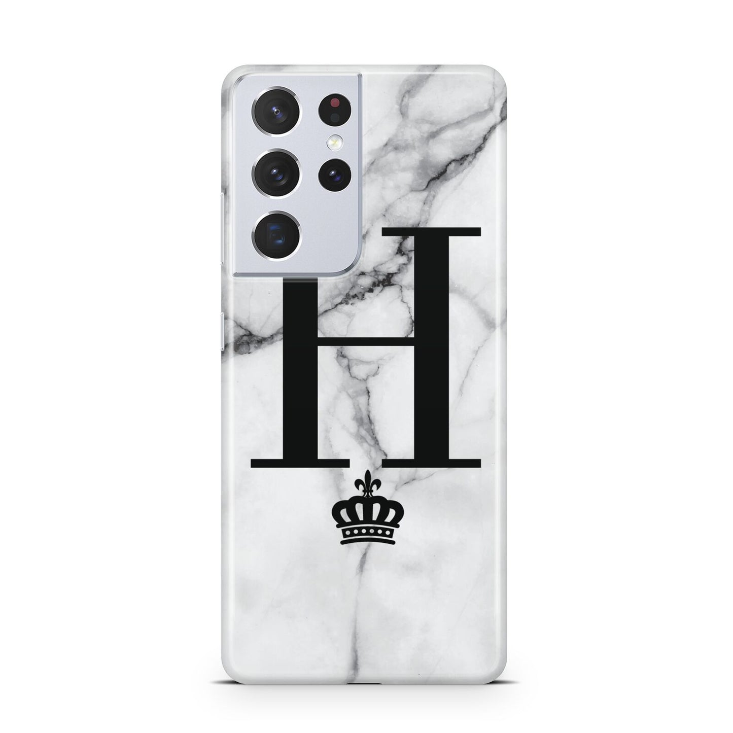 Personalised Big Initials Crown Marble Samsung S21 Ultra Case
