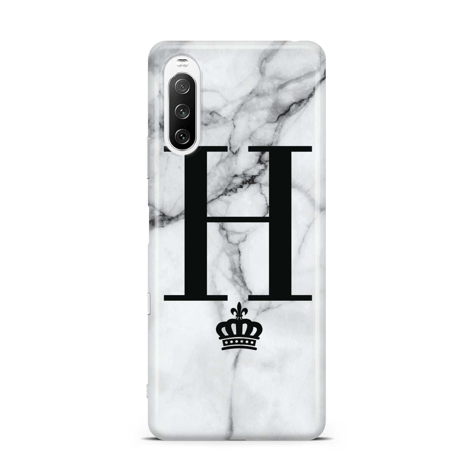 Personalised Big Initials Crown Marble Sony Xperia 10 III Case