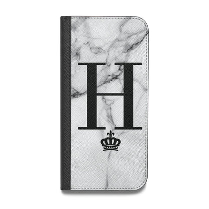Personalised Big Initials Crown Marble Vegan Leather Flip Samsung Case