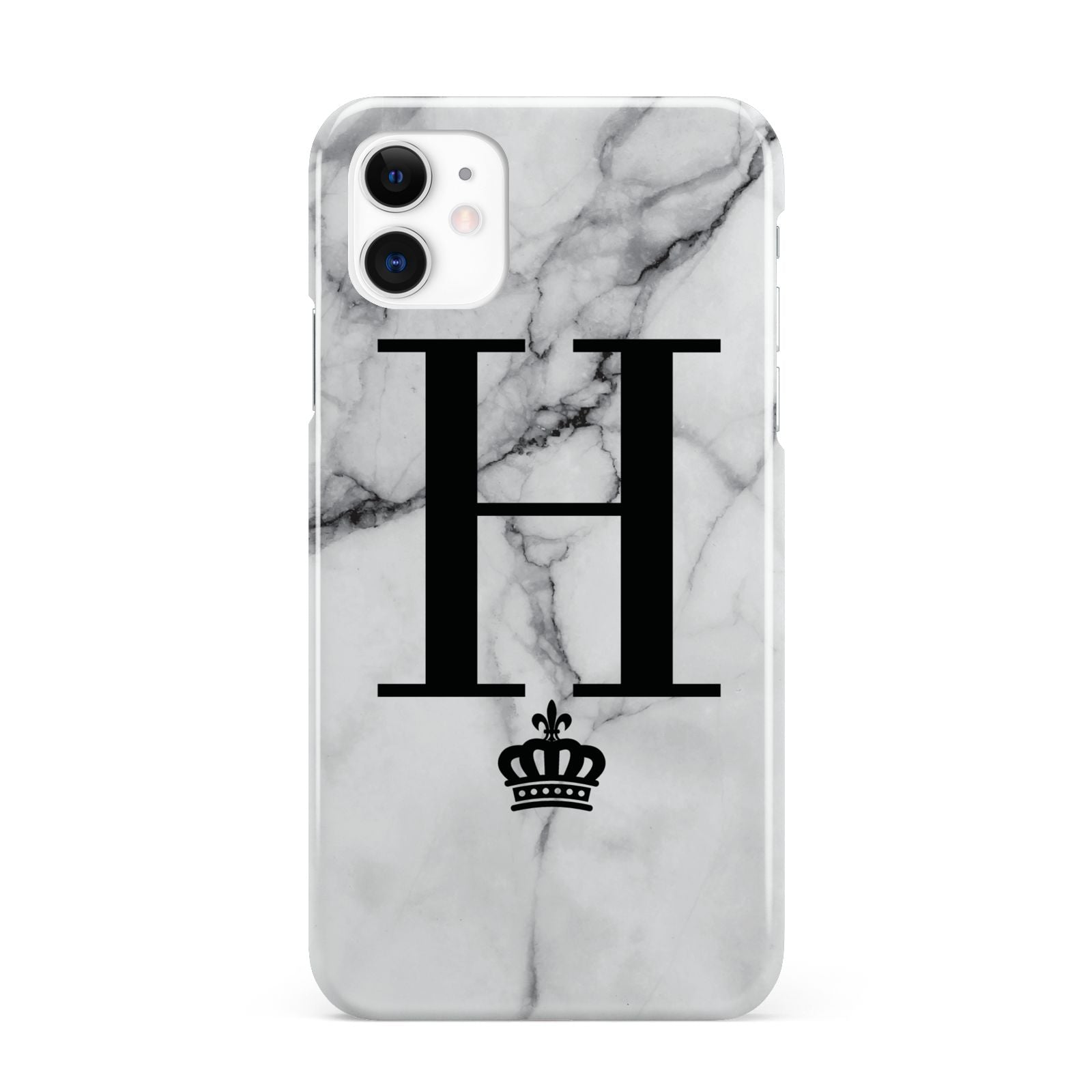 Personalised Big Initials Crown Marble iPhone 11 3D Snap Case