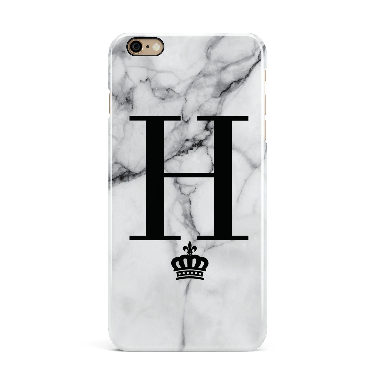 Personalised Big Initials Crown Marble iPhone 6 Plus 3D Snap Case on Gold Phone