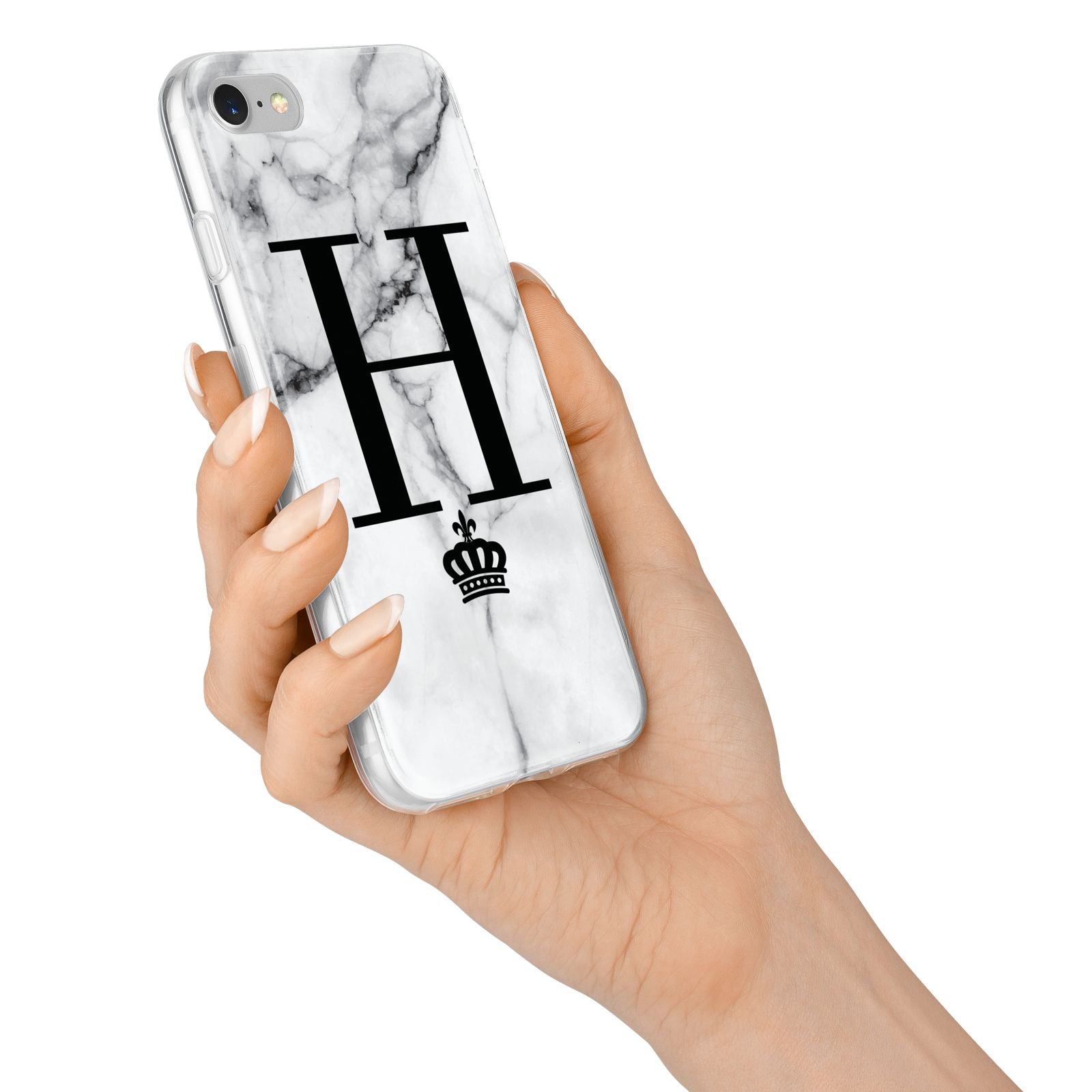 Personalised Big Initials Crown Marble iPhone 7 Bumper Case on Silver iPhone Alternative Image