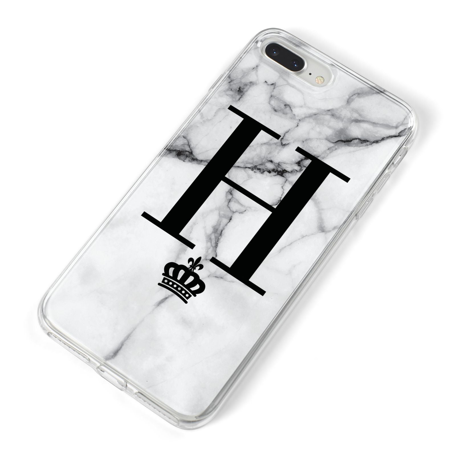 Personalised Big Initials Crown Marble iPhone 8 Plus Bumper Case on Silver iPhone Alternative Image