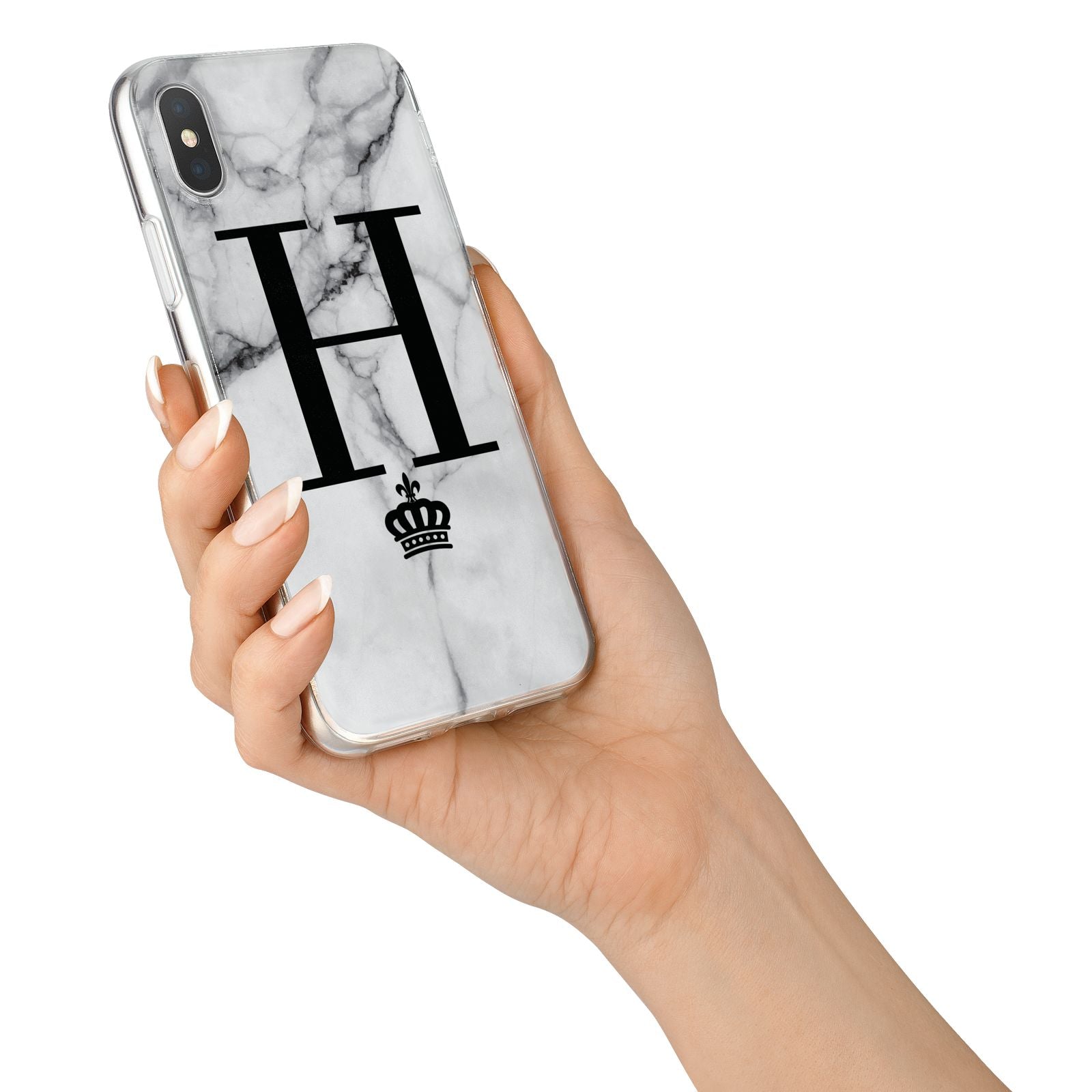 Personalised Big Initials Crown Marble iPhone X Bumper Case on Silver iPhone Alternative Image 2