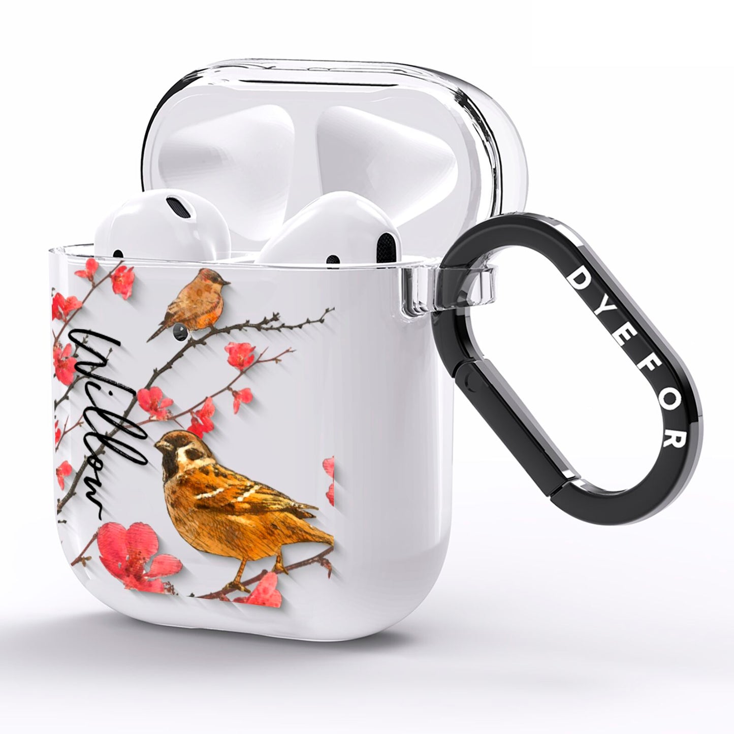 Personalised Birds AirPods Clear Case Side Image