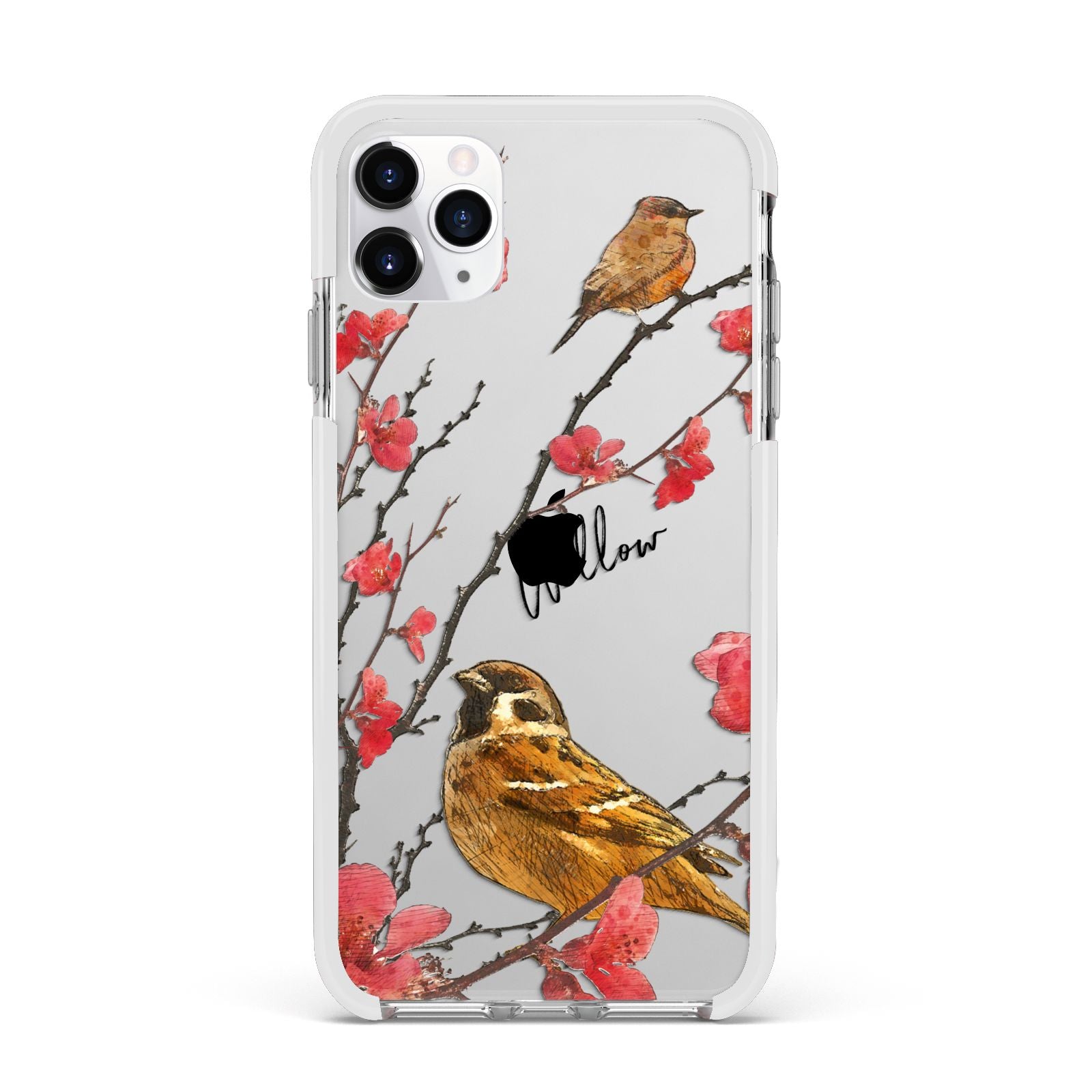 Personalised Birds Apple iPhone 11 Pro Max in Silver with White Impact Case