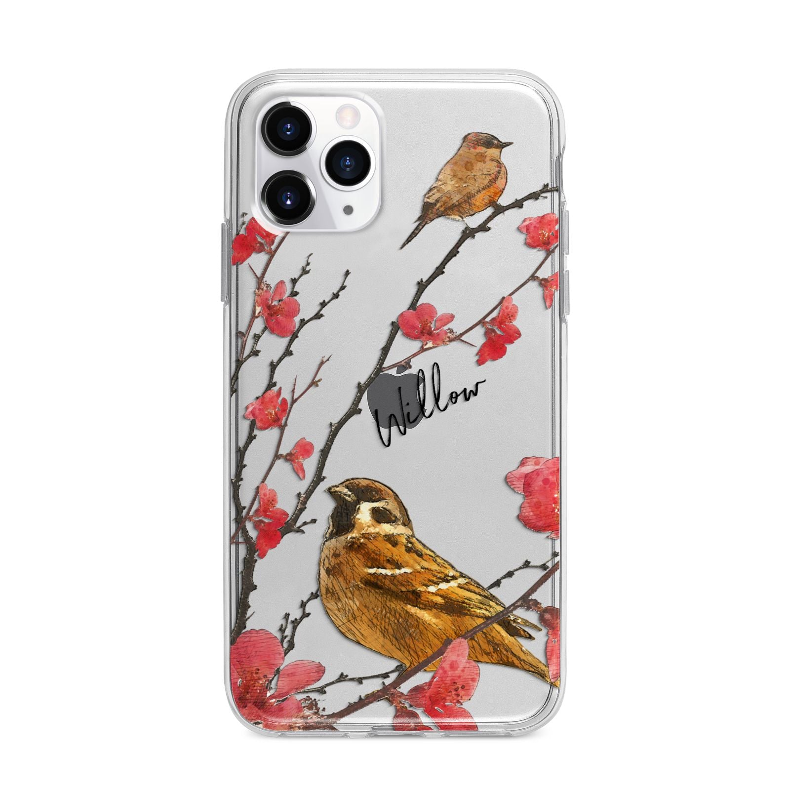 Personalised Birds Apple iPhone 11 Pro in Silver with Bumper Case