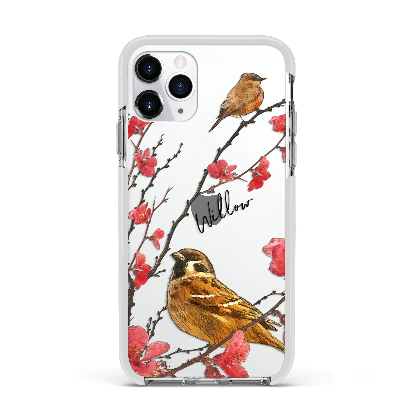 Personalised Birds Apple iPhone 11 Pro in Silver with White Impact Case