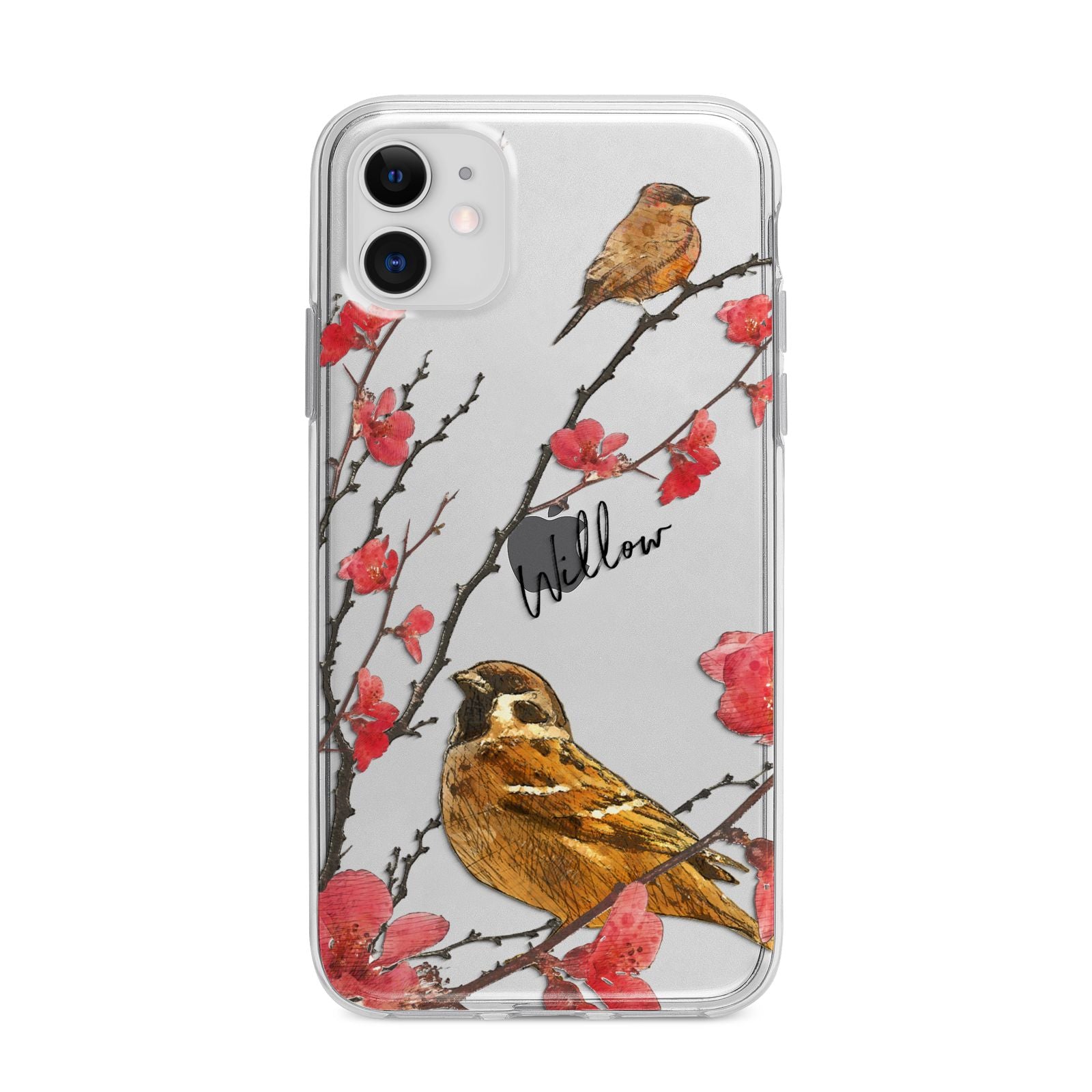 Personalised Birds Apple iPhone 11 in White with Bumper Case