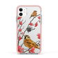 Personalised Birds Apple iPhone 11 in White with Pink Impact Case