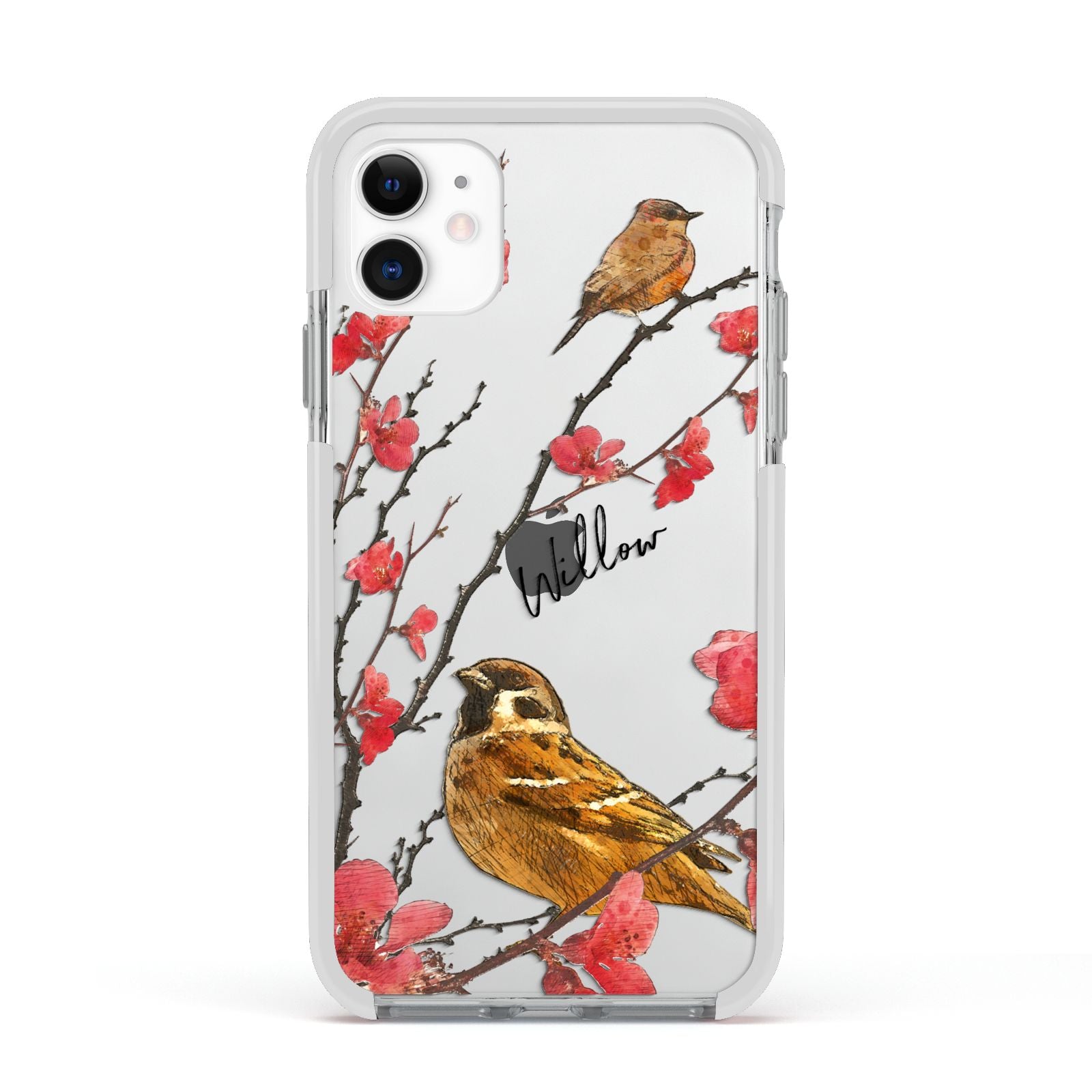 Personalised Birds Apple iPhone 11 in White with White Impact Case