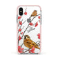 Personalised Birds Apple iPhone Xs Impact Case Pink Edge on Silver Phone